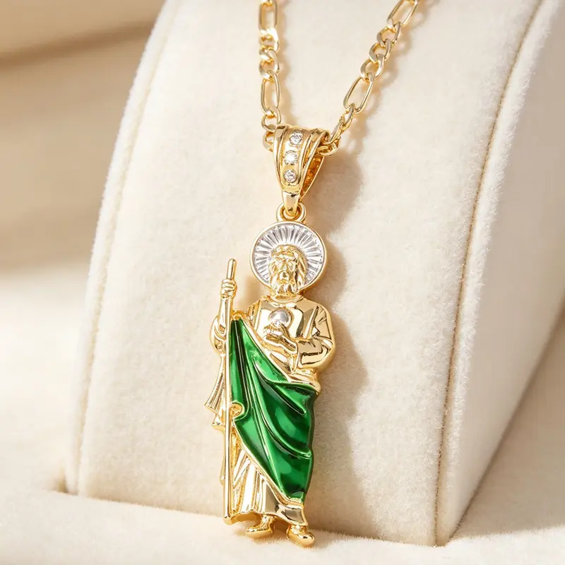 Stylish Saint Jude Pendant Necklace, Unisex Fashion Accessory, Perfect Holiday Gift, Unique Personalized Jewelry for Men and Women, Exquisite Jewelry Gift, Cross Charm Necklace, Religious Jewelry, Spiritual Jewelry, Cross Necklaces