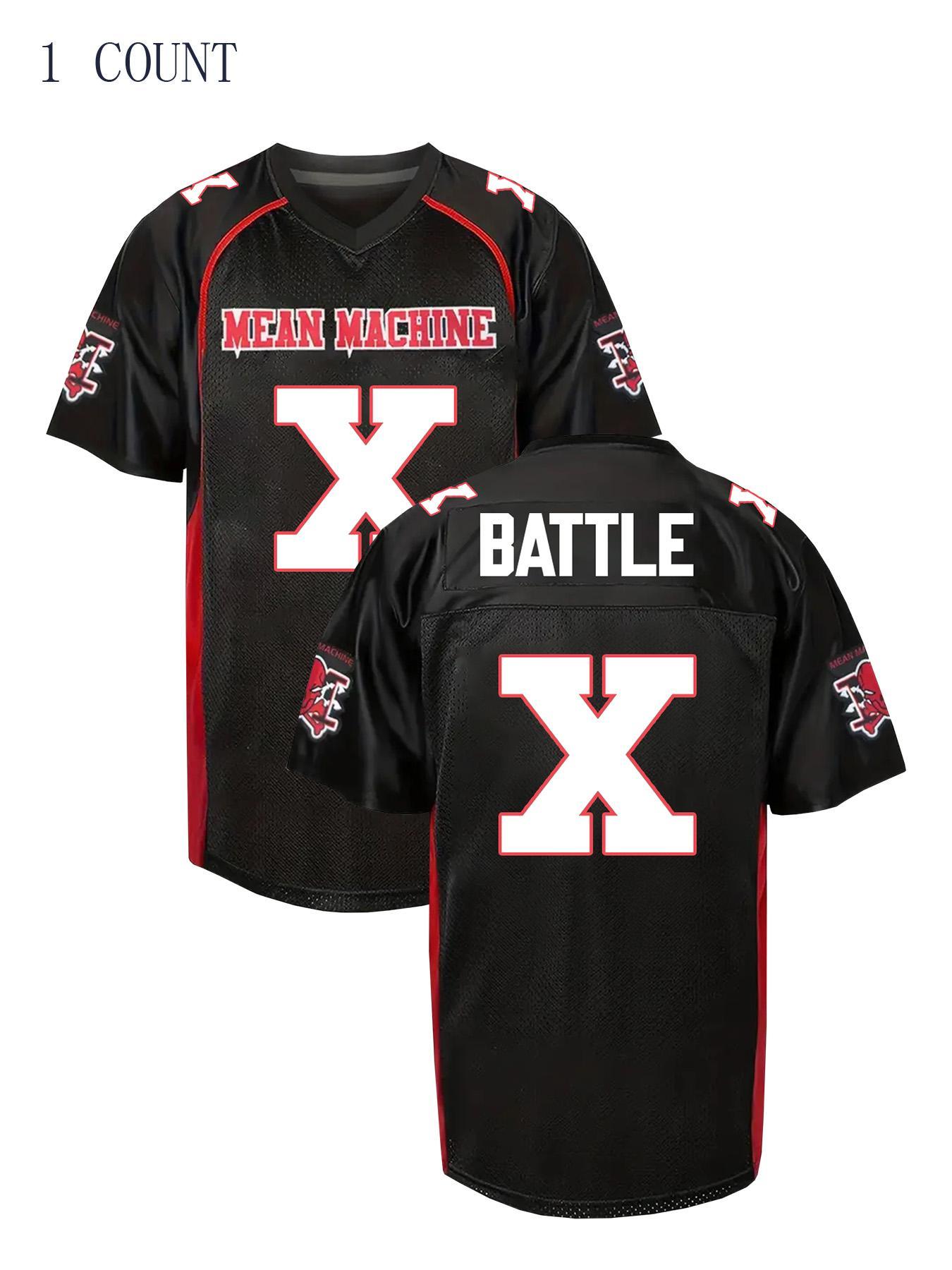 Men's Mean Machine #18 V Neck American Football Jersey, Loose Casual Breathable Football Top, Men's Sportswear for Outdoor Training, Breathable Athletic Top