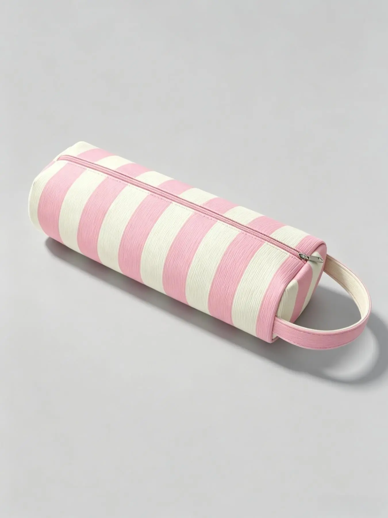 New Cream Style Striped Cylindrical Hair Dryer Storage Bag, Portable Handheld Hairbrush Organizer, Brush Pouch, All-Season Cosmetic Bag, Travel Essentials