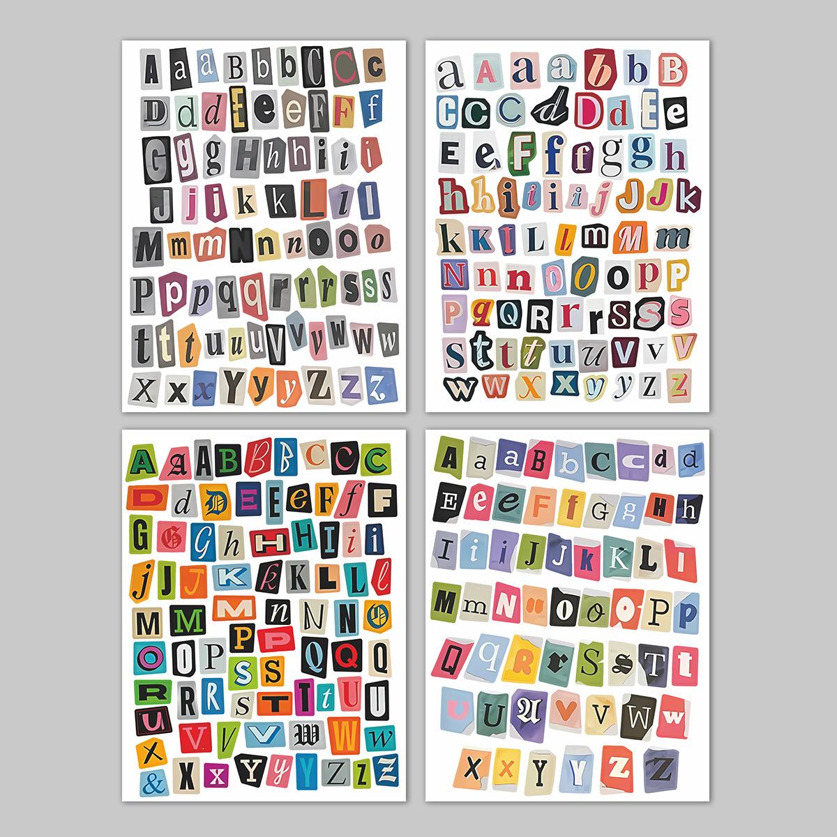 287 Piece Beautiful Alphabet Number Symbol Stickers, Vintage Decals for Diaries, Laptops, Phone Cases, DIY Crafts, Students, Teens