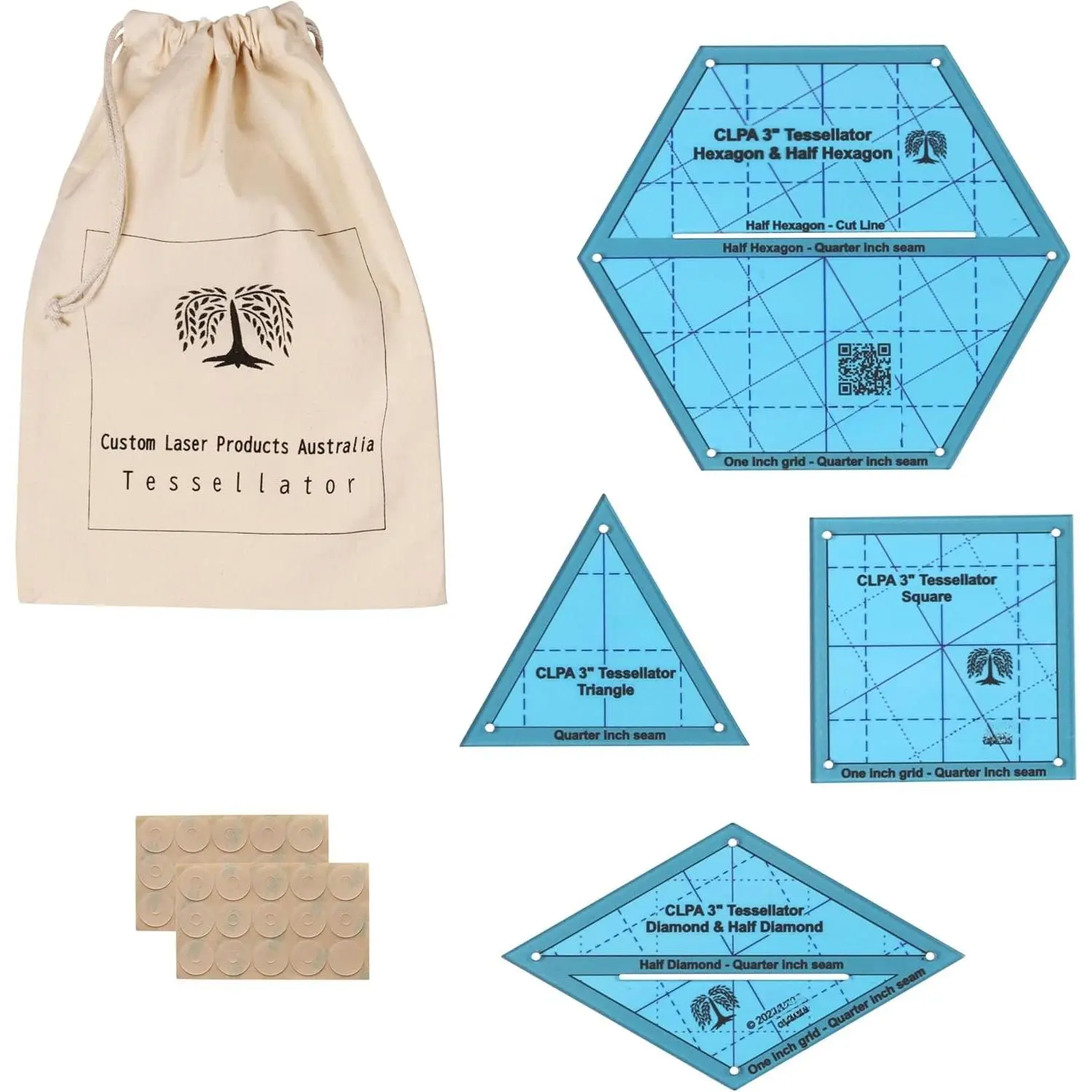 3" Tessellation Templates, for Quilting and English Paper Piecing