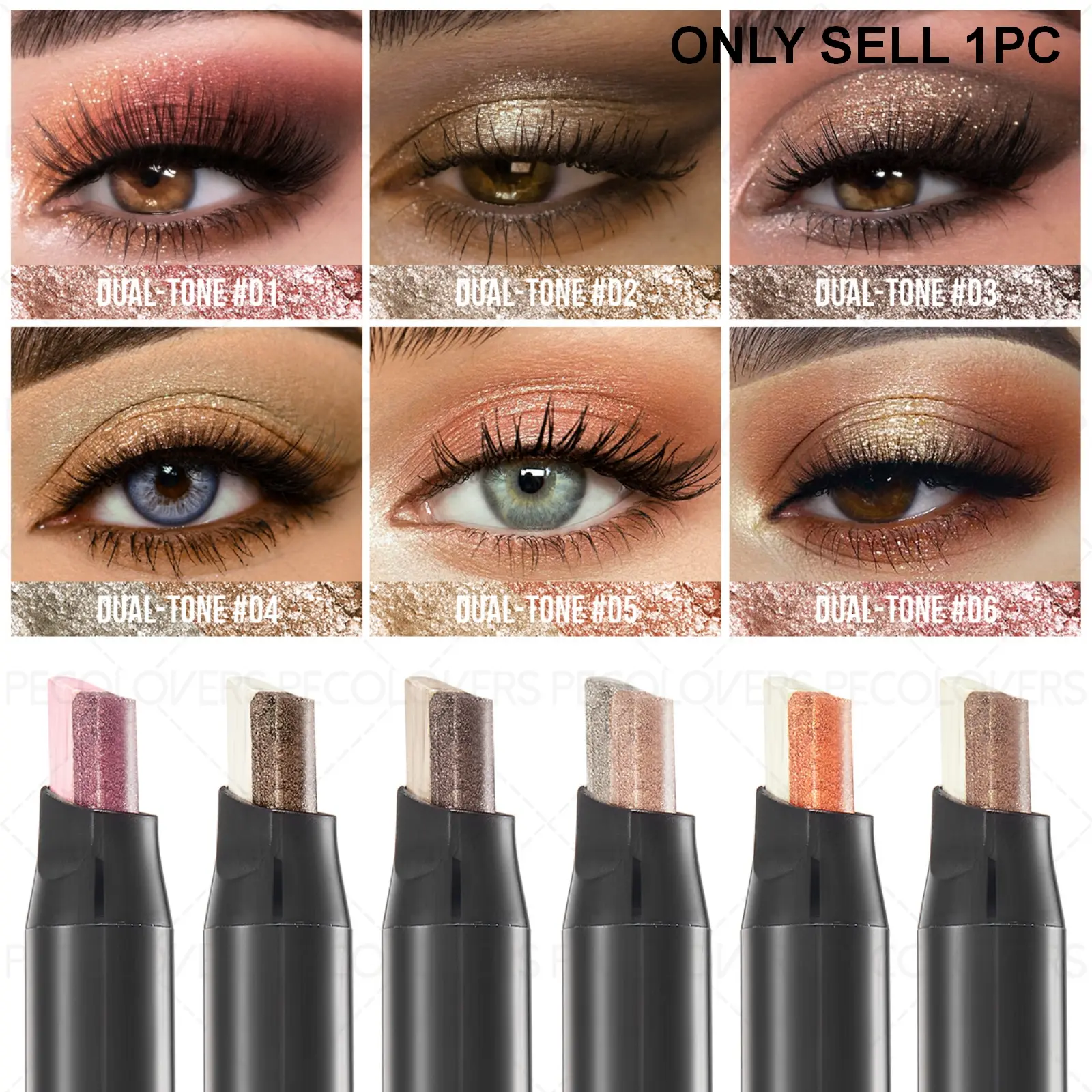 1PC Metallic Two-color Glitter Eyeshadow Stick, Stick-shaped Design, Sexy and Dazzling Pearlescent Eyeshadow, Multi-color Options, Quick Eye Makeup, Waterproof and Sweatproof, High Color Rendering, Perfect Holiday Gift for Girls
