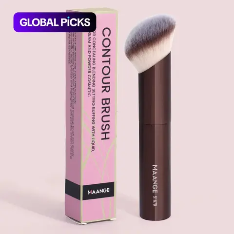 Portable Foundation Makeup Brush, Ultimate Contour Brush, 1-Count Slanted-Head Travel Brush for Contoured Application, Face Makeup Brushes, Make Up Tools, Beauty Tool for Women and Girls #GLOBAL PICKS
