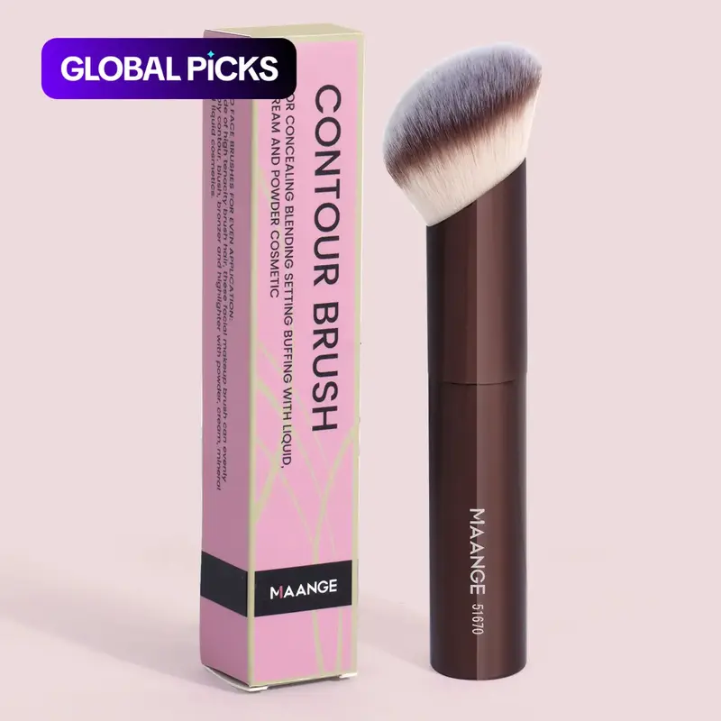 Portable Foundation Makeup Brush, Ultimate Contour Brush, 1-Count Slanted-Head Travel Brush for Contoured Application, Face Makeup Brushes, Make Up Tools, Beauty Tool for Women and Girls #GLOBAL PICKS