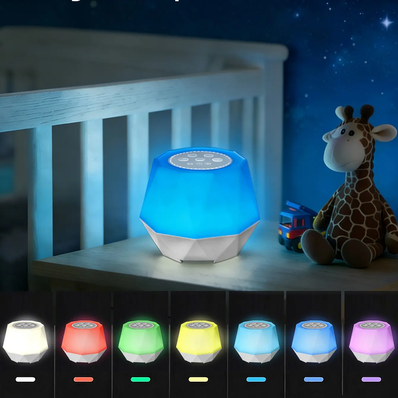 Sound Machine with 7 RGB Colors Night Light, 10 Soothing Sounds, Adjustable Volume & Timers, Ideal for Adults, Kids, Babies
