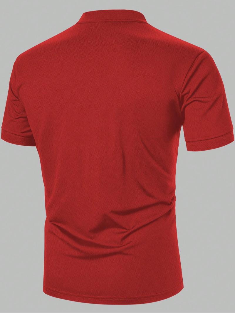 Men's Button Front Shortsleeve Polo Shirt, Casual Short Sleeve Polo Top for Summer, Fashion Men's Clothes for Daily Wear, Casual Golf Polo