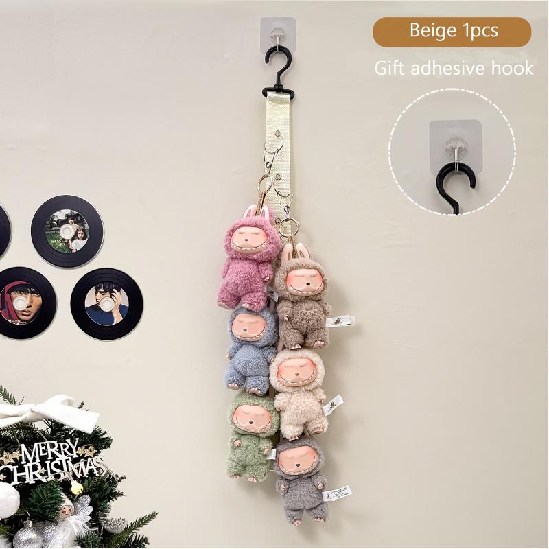 Doll Wall Hanging Storage Rack, Display Shelf Organizer, Stainless Steel Hat Holder with 8 Clips, Holds 16 Baseball Caps, Hat Hooks Storage