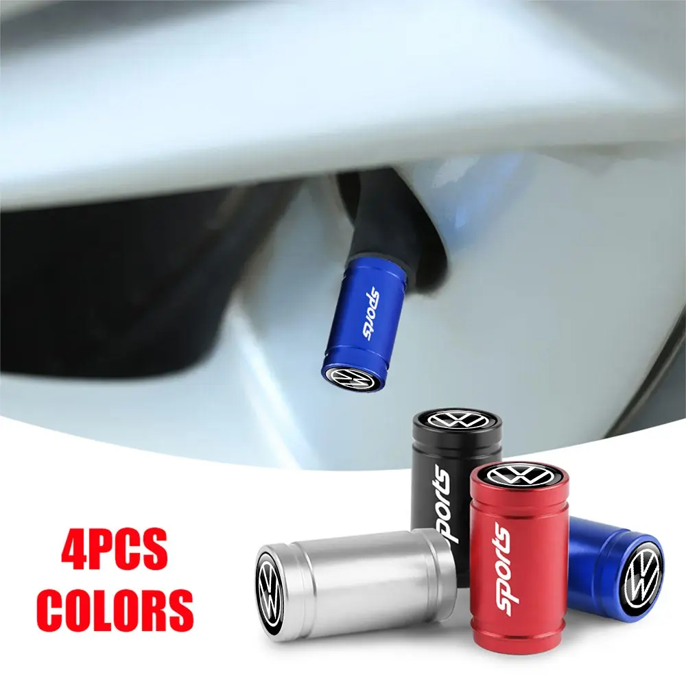 4Pcs Metal Car Wheel Tire Valve Stem Caps Covers Auto Accessories Fit For Volkswagen VW Golf 4motion MTM Blue Motion Polo Scirocco CADDY Beetle Passat Touareg Jetta Tiguan Touran TSI TDI R32 MK4