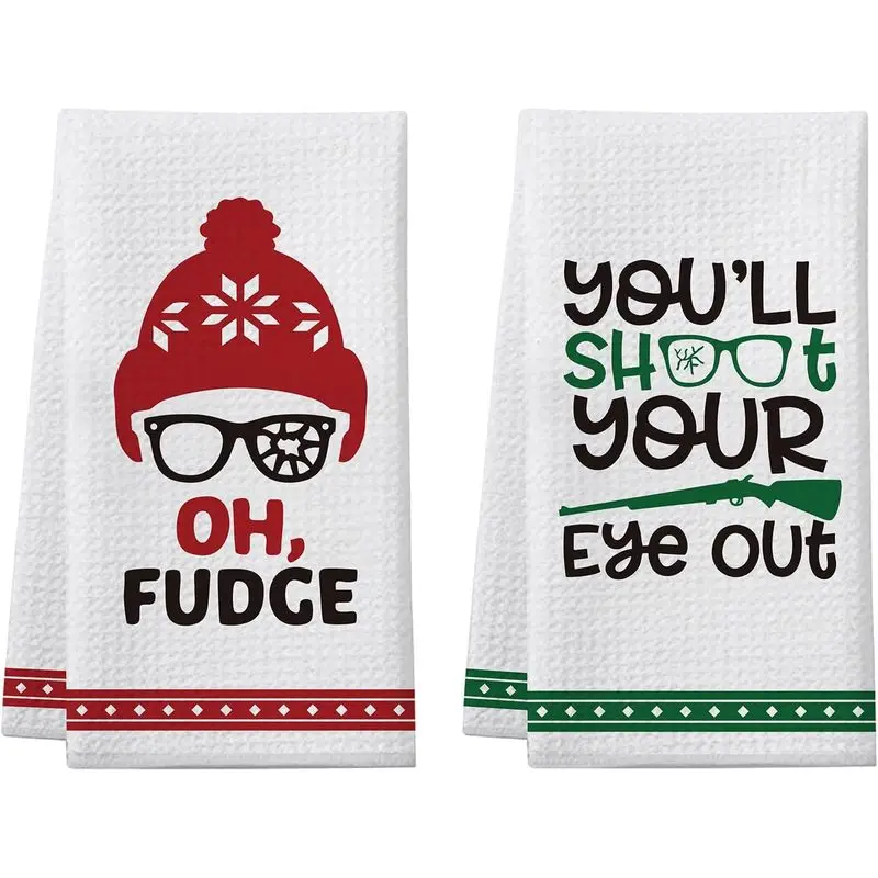A Christmas Story Merchandise Gifts, 2 Pack Funny Christmas Kitchen Towels, Reusable Washable Towels, Christmas Story Holiday Collection Decoration, Cute Christmas Home Kitchen Bathroom Decor, Novelty Xmas Gift for Women Men