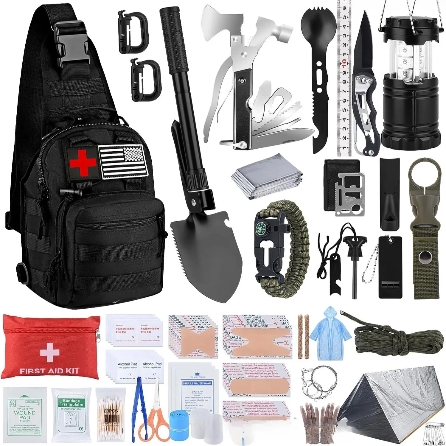 Outdoor Adventure Multi-Functional Survival Tool Kit, Tactical Gear Trauma Crossbody Bag Set, Emergency Supplies, Essential Outdoor Equipment