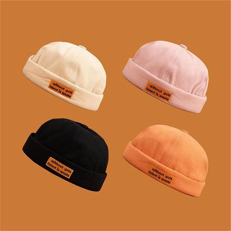 Classic Letter Embroidery Docker Brimless Cap Hat Retro Street Style Spring Summer Outdoor Unisex Adjustable Skullcap Gorras Y2K