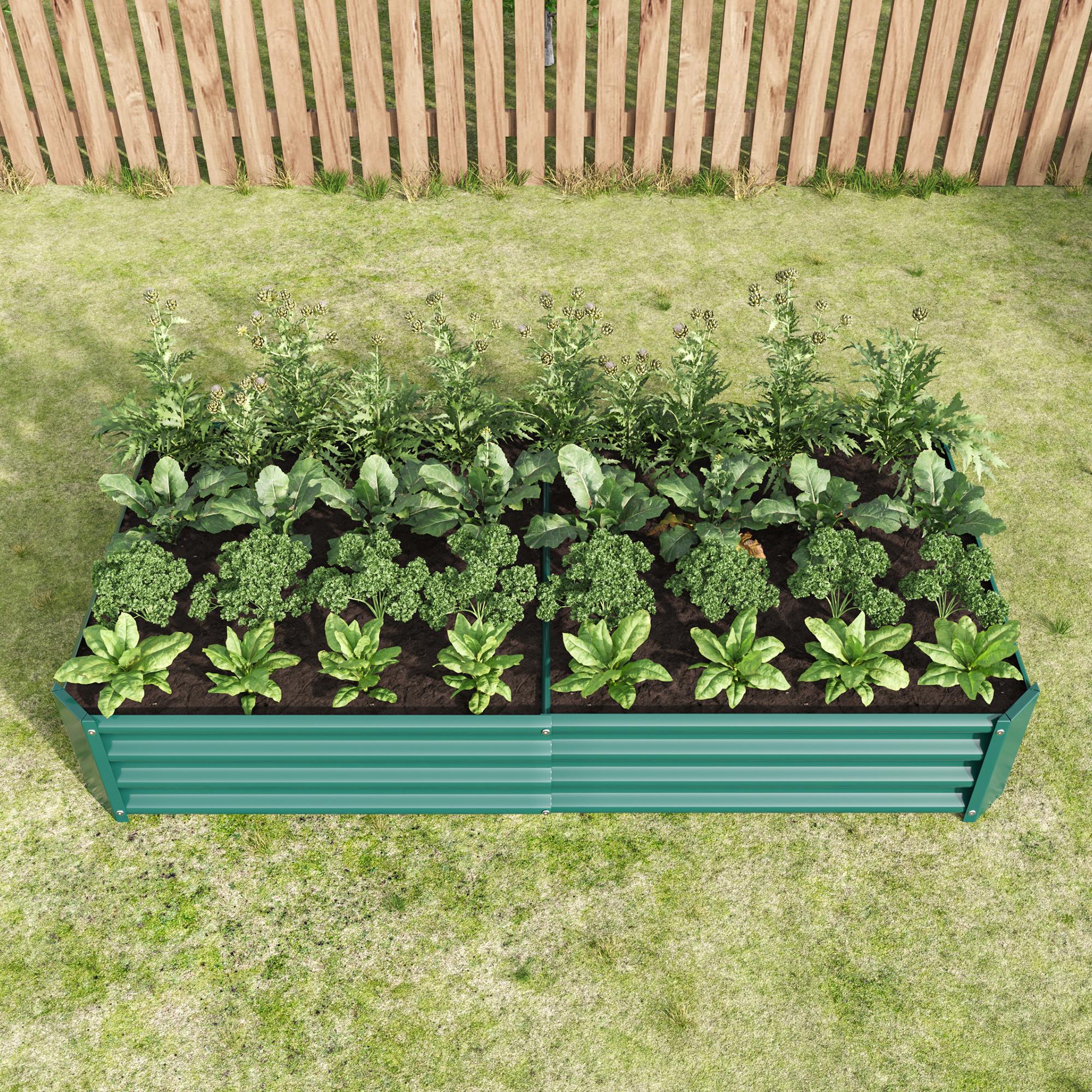 [Bellemave]Raised Garden Bed Outdoor, Metal Raised  Rectangle Planter Beds for Plants, Vegetables, and Flowers - Green