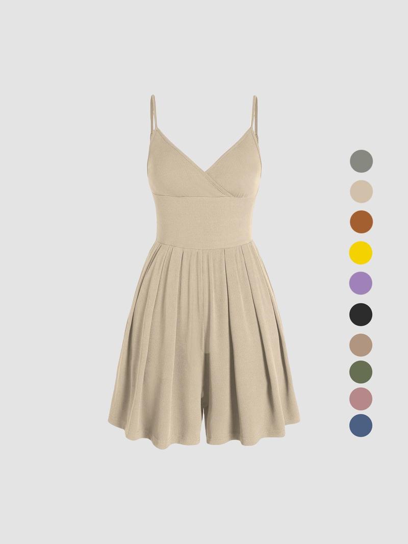 Valentine's Day Women's Plain Backless Wrap Cami Romper, Casual Adjustable Spaghetti Strap Wide Leg Romper, Summer Outfits 2024, Ladies Clothes for Daily Wear Valentine's Day Women's Plain Backless Wrap Cami Romper, Casual Adjustable Spaghetti Strap Wide Leg Romper, Summer Outfits 2024, Ladies Clothes for Daily Wear