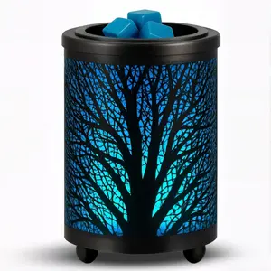 Electric Wax Melter PTC Heating Plate with 7 Colors LED Color Changing Light Wax Melter Aromatherapy Equipment Suitable for Home Office Gifts and Decoration (Black Forest)