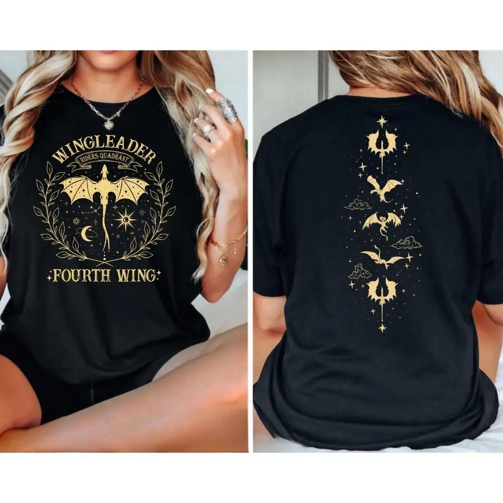 Wingleader Fourth Wing Shirt, Basgiath War College Book T-Shirt, Night Court Sarah J Maas Crewneck, Dragon Rider Shirt, Riders Quadrant Tee,Black-Hoodie Black-Sweatshirt