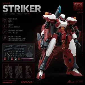 Franz Alpha 1/144 Scale Mecha Model Kit, 14cm Collectible Figure with Multi-Joint System, Transparent Display Stand, Hobby Gift