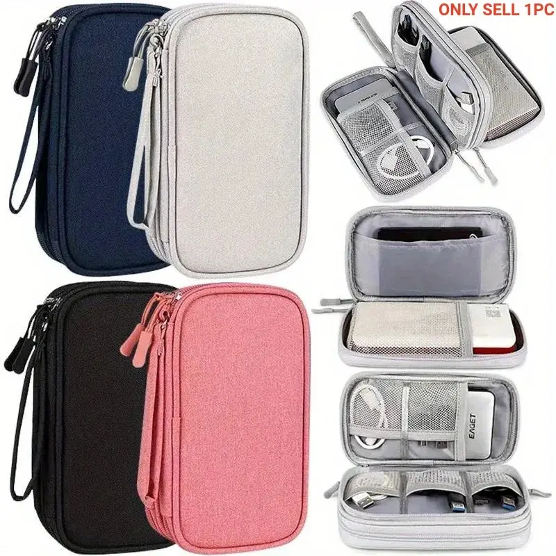 Double-layer Digital Data Cable Storage Bag, Mobile Phone Charging Treasure, U Disk, Waterproof Storage Bag, Headphones, Hard Disk Organizing Bag