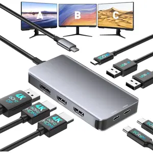 USB C Docking Station   Adapter, Laptop Docking Station 3  Triple 4K60Hz Display with 2 HDMI, 4K120Hz DisplayPort, USB-A & USBC Data, 100W PD, USB C Dock for , ,
