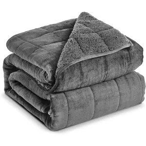 Fleece Adult Weighted Blanket 15 Pounds Dual Sided Soft Plush Blanket for Couch Bed Sofa Heavy Thick Blankets with Glass Beads Great for Sleep 48 x 72 inches Dark Grey on Both Sides