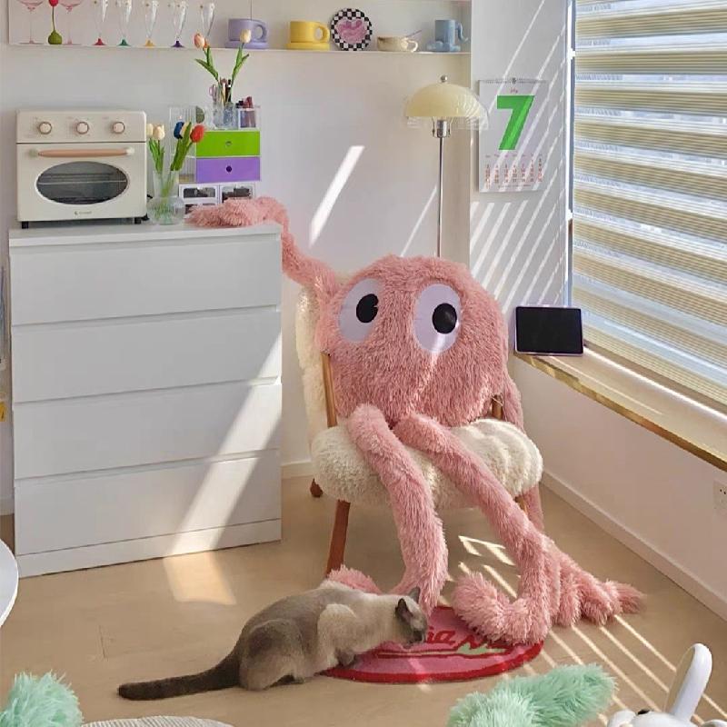 Giant Cute Black Briquettes Octopus Plush Toy Stuffed Long Legs Octopus Doll Plush Animal Pillow Creative Gift Kawaii Room Decor