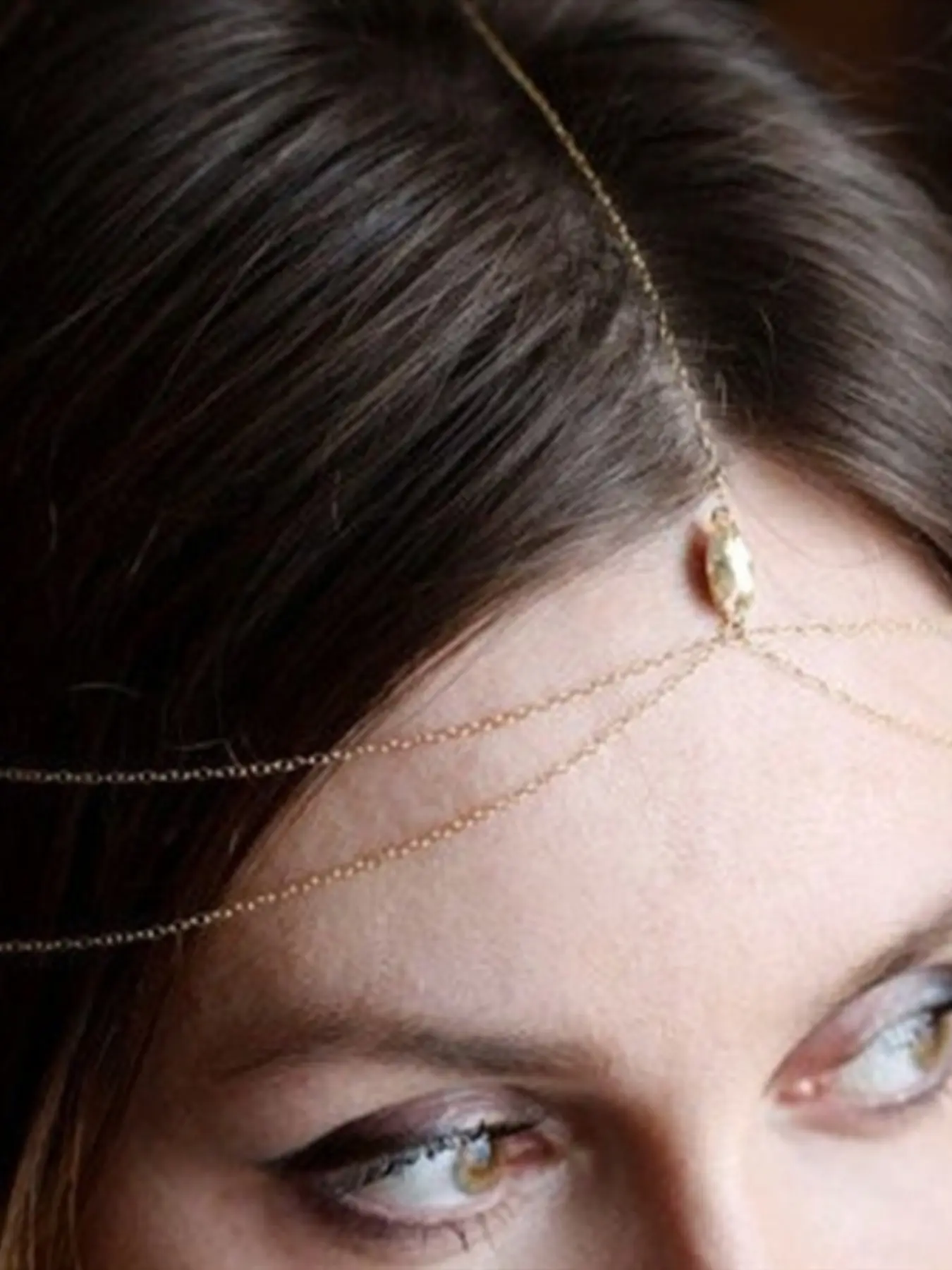 Multi Layer Metal Chain Forehead Head Chains for Women Dainty Crystal Pendant Vintage Party Photo Shoot Hair Accessories Gold Silver Two Colors Styling Accessory
