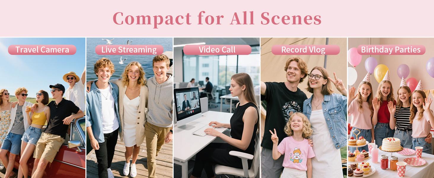 Digital Camera 4K for: 50MP Pink Camera for Photography -16X Zoom Anti-Shake, Date Stamp- Christmas Birthday Gifts for Girls- Compact Camera for 6 7 8 9 10 Year & Up Old Boy Girls