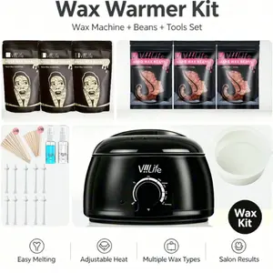 Complete Waxing Kit for Home Use, Includes Wax Heater, Nose Hair Waxes, Body Waxes, Applicators, Silicone Bowl, Gentle Hair Removal, Smooth Skin
