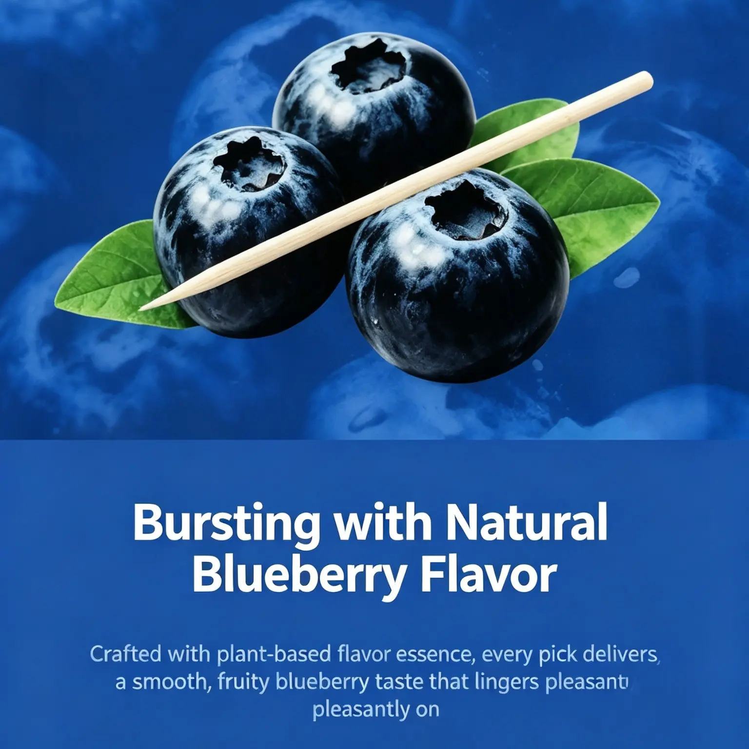 Flavorful Smoke Cessation Stress Relief Toothpicks, Citrus Lemon Acid Blueberry Flavor, Thick Birch Wood, Gluten-Free, Vegan