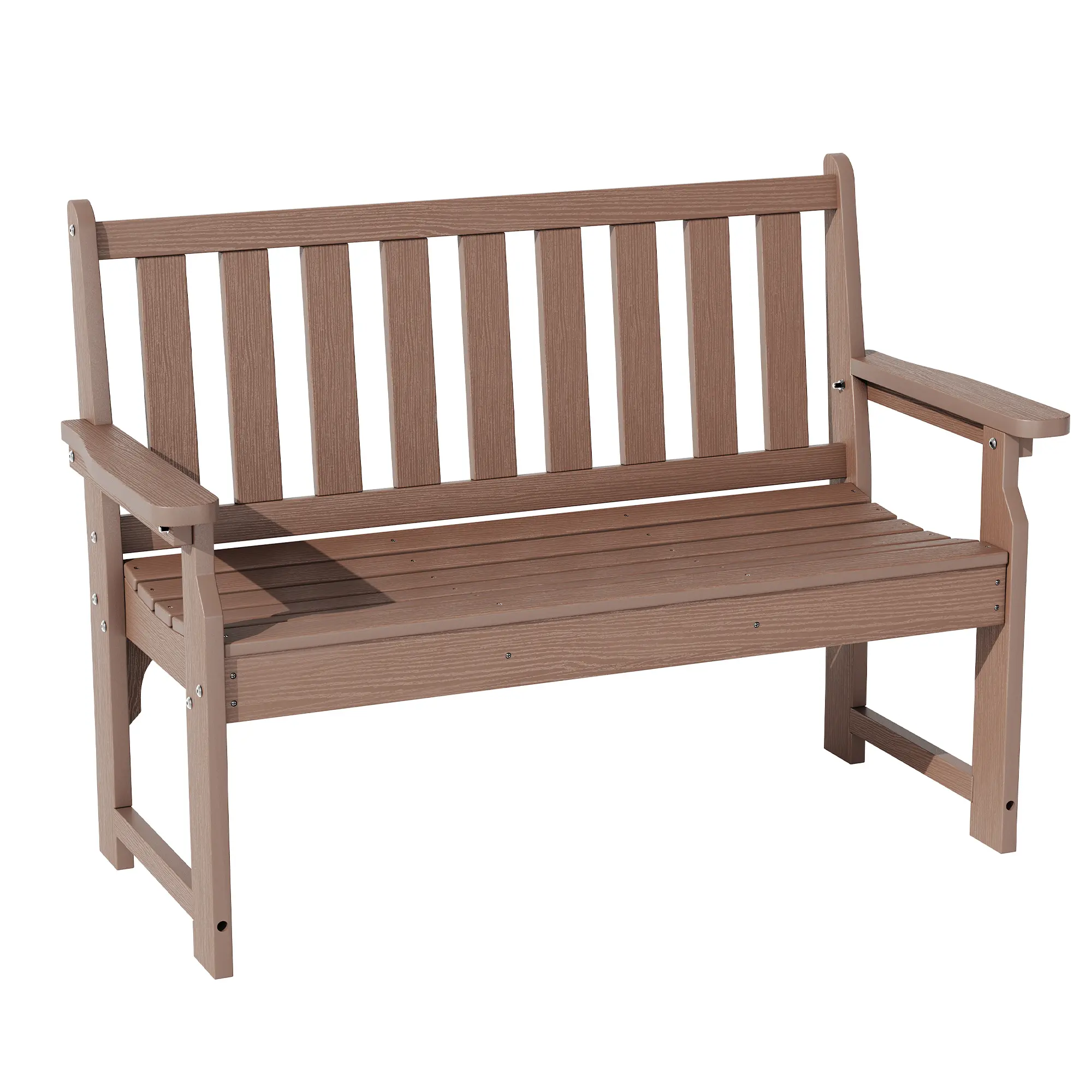 Heavy Duty 2-Person Outdoor Bench - 800lb Capacity All-Weather Poly Lumber Patio Bench with Weather Resistant Durable Construction for Yard, Patio & Garden