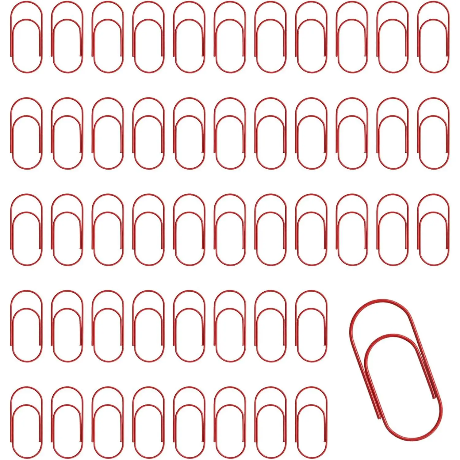 50 count Red  Big Paper Clips, 2 inch Vinyl Coated Paperclips, Large Paper Clip for Office, School, DIY, Bookmarks and Document Organization