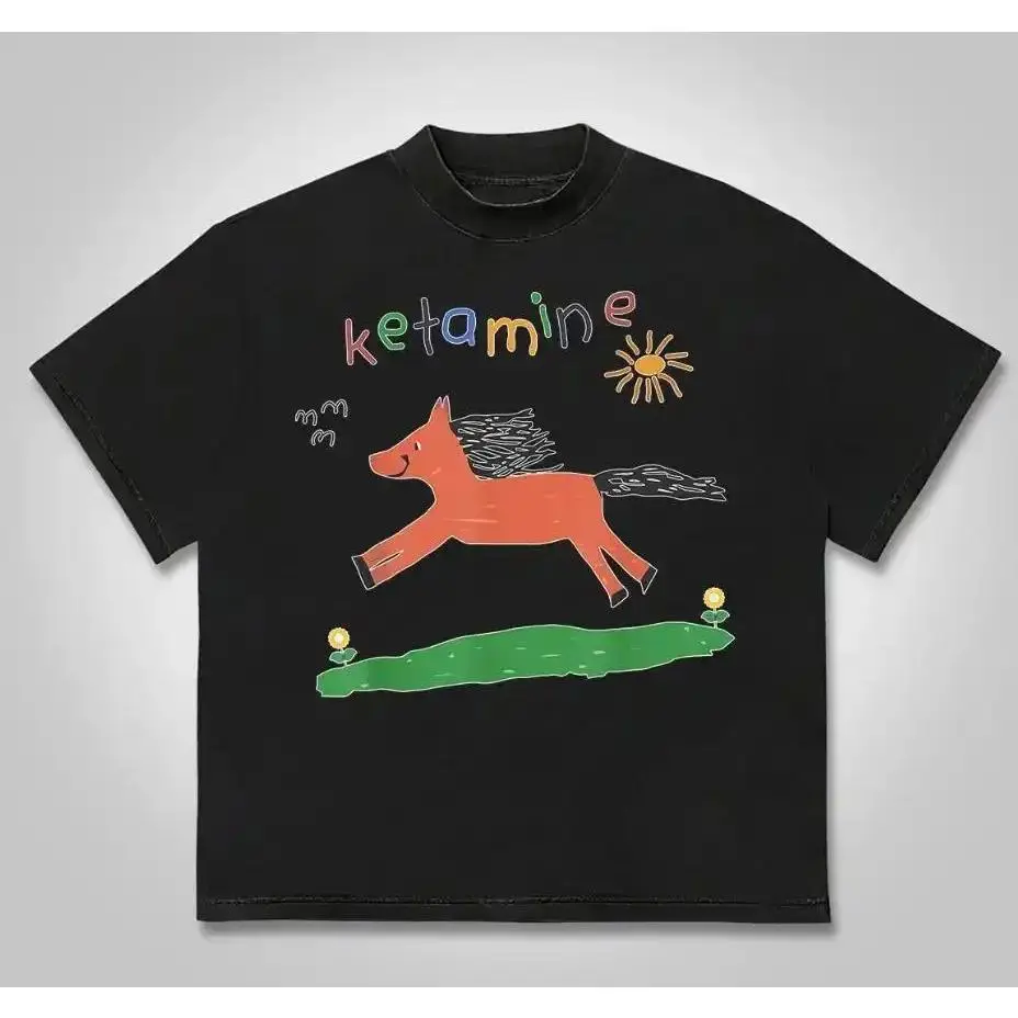 Ketamine Pony Nurse Meme T-Shirt Menswear Streetwear, Shortsleeve, Casual, Round Neck, Soft