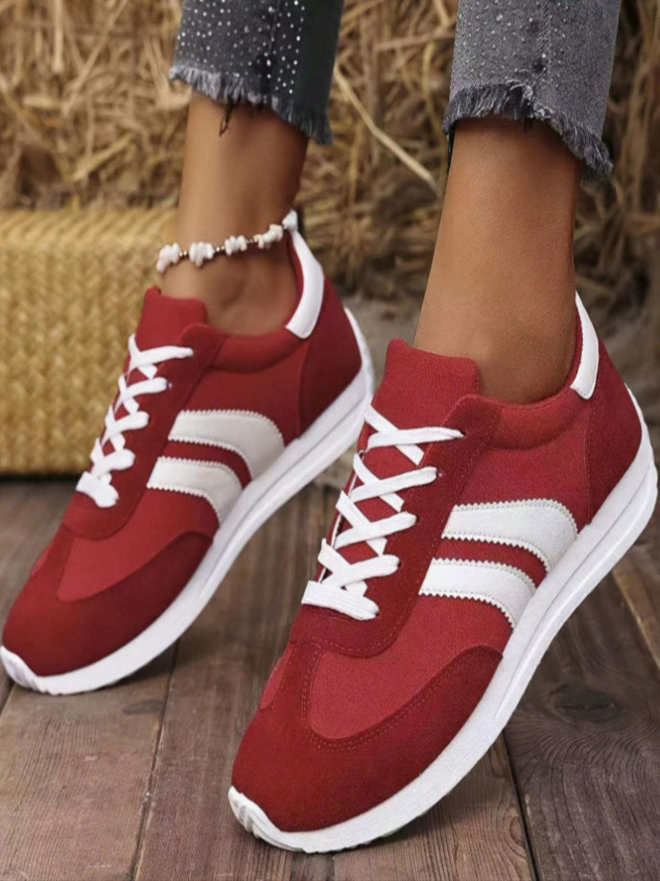 Women's Fashionable Patchwork Lace Up Low Top Sneakers, Casual Comfortable Breathable Sports Running Shoes, All-match Basic Shoes for Daily Wear, Sporty Running Shoes