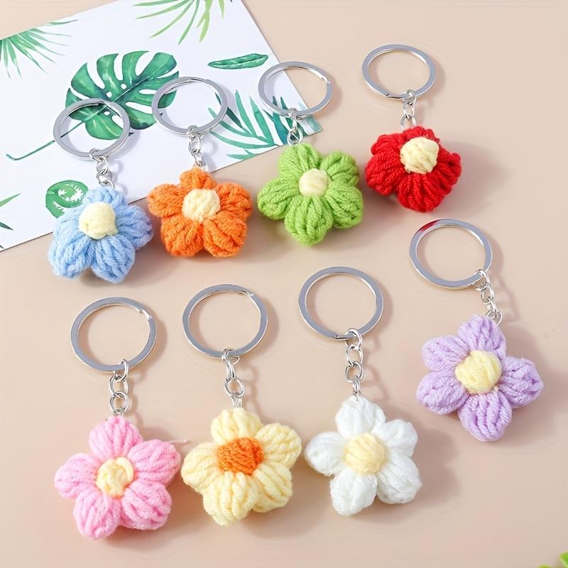4/8pcs New Cute Style Pendant Simple Fashion Knitted Cherry Blossom Keychain Accessories for Mobile Phone Girl Heart Handbag Bag Pendant Decoration King's Day