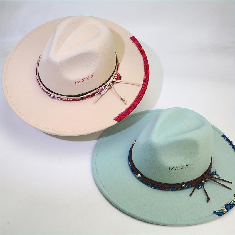 Boho Trim Rope Decor Fedora Hats Classic Solid Color British Style Felt Hat Trendy Jazz Fedoras For Women Men
