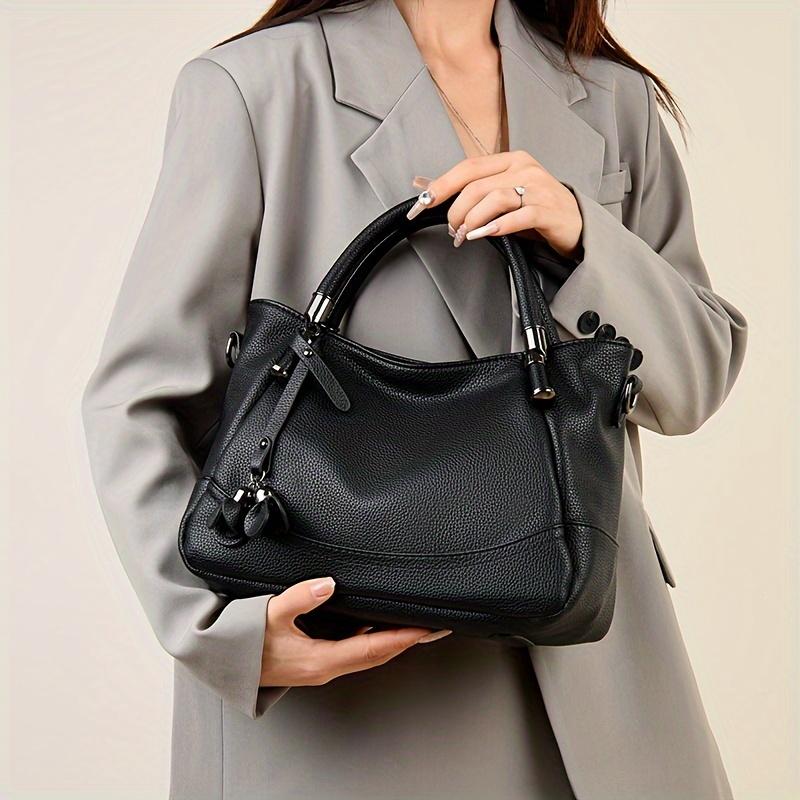 Women's Leather Tote Purses with Adjustable Strap, Classic Western Style Handbag for Work and Travel, Large Capacity Shoulder Bag with Zipper Closure and Durable Polyester Lining