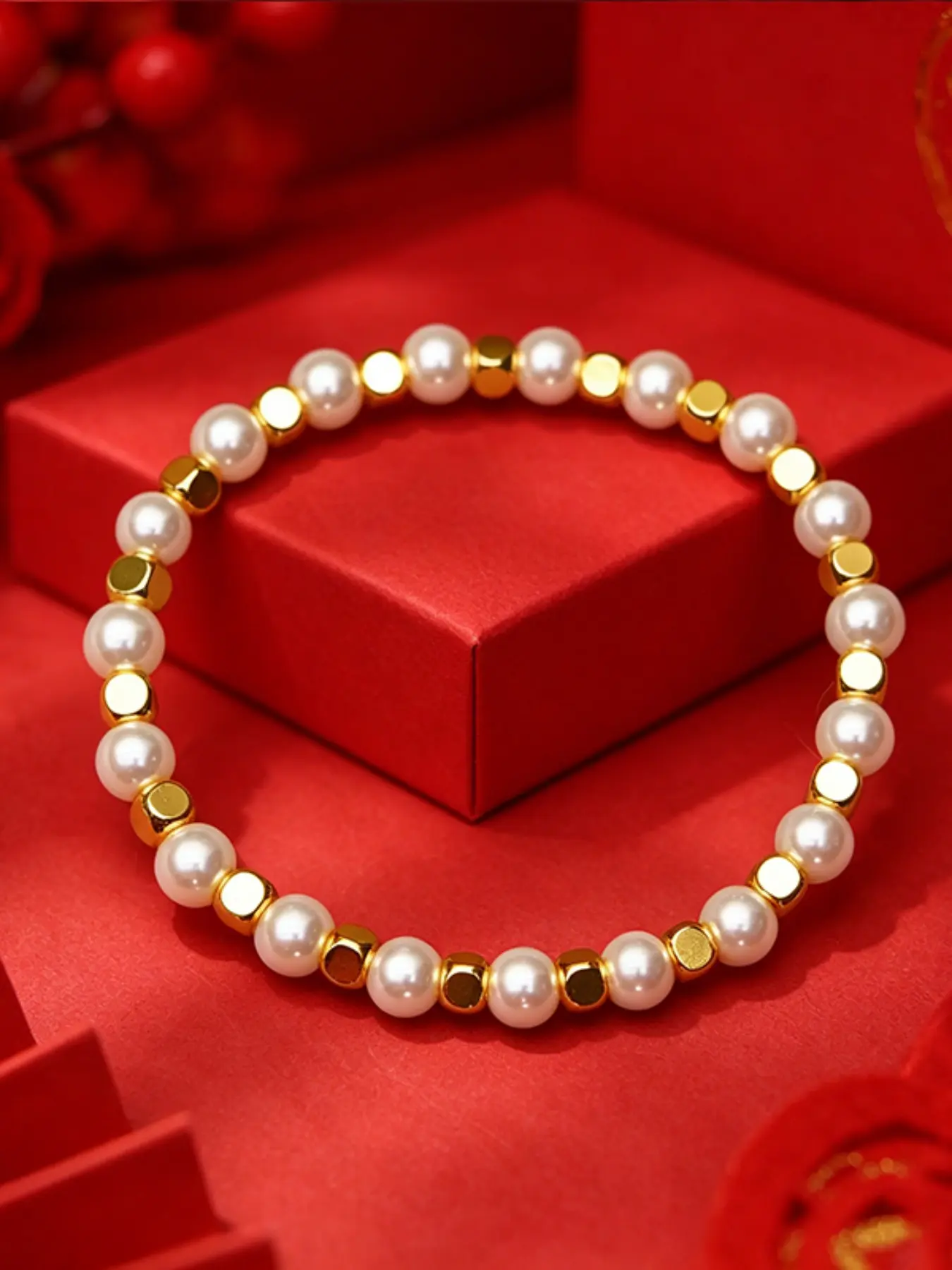 Luxury Pearl Bracelet for Women ✨ Gold Beaded Charm Bracelet Elegant Jewelry Gift for Her