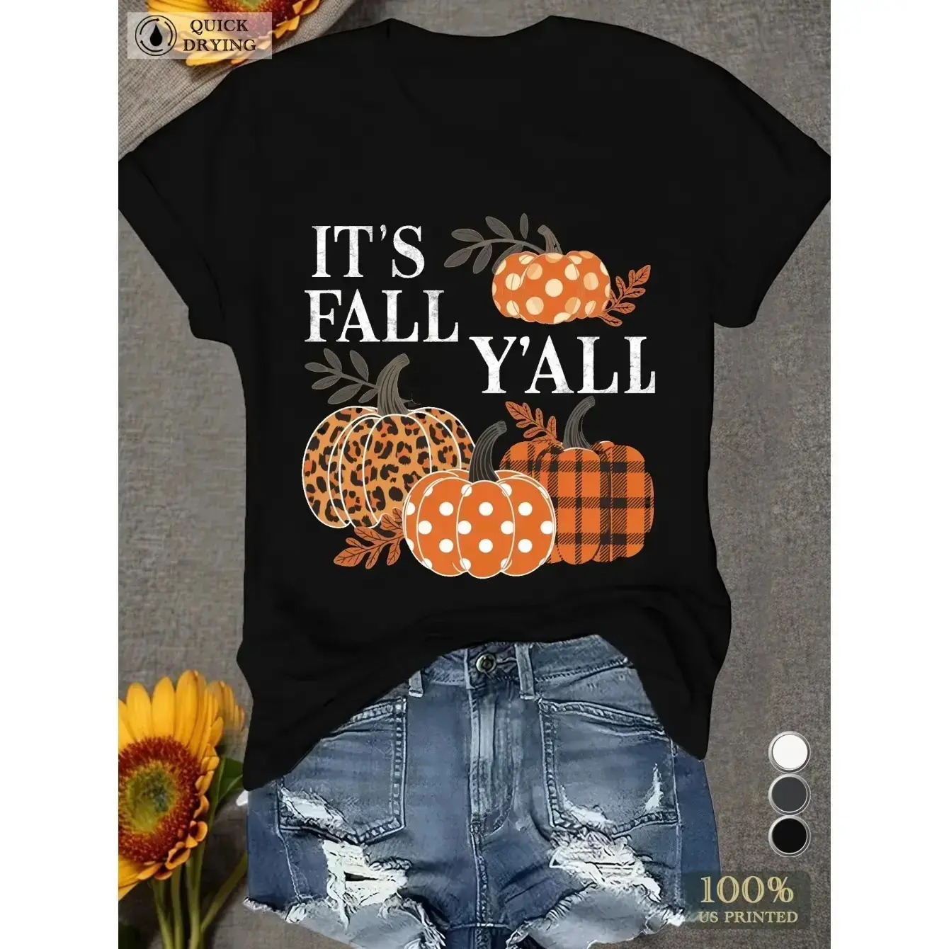 Pumpkins IT'S FALL Y ALL women's comfit 100% Cotton T-shirt