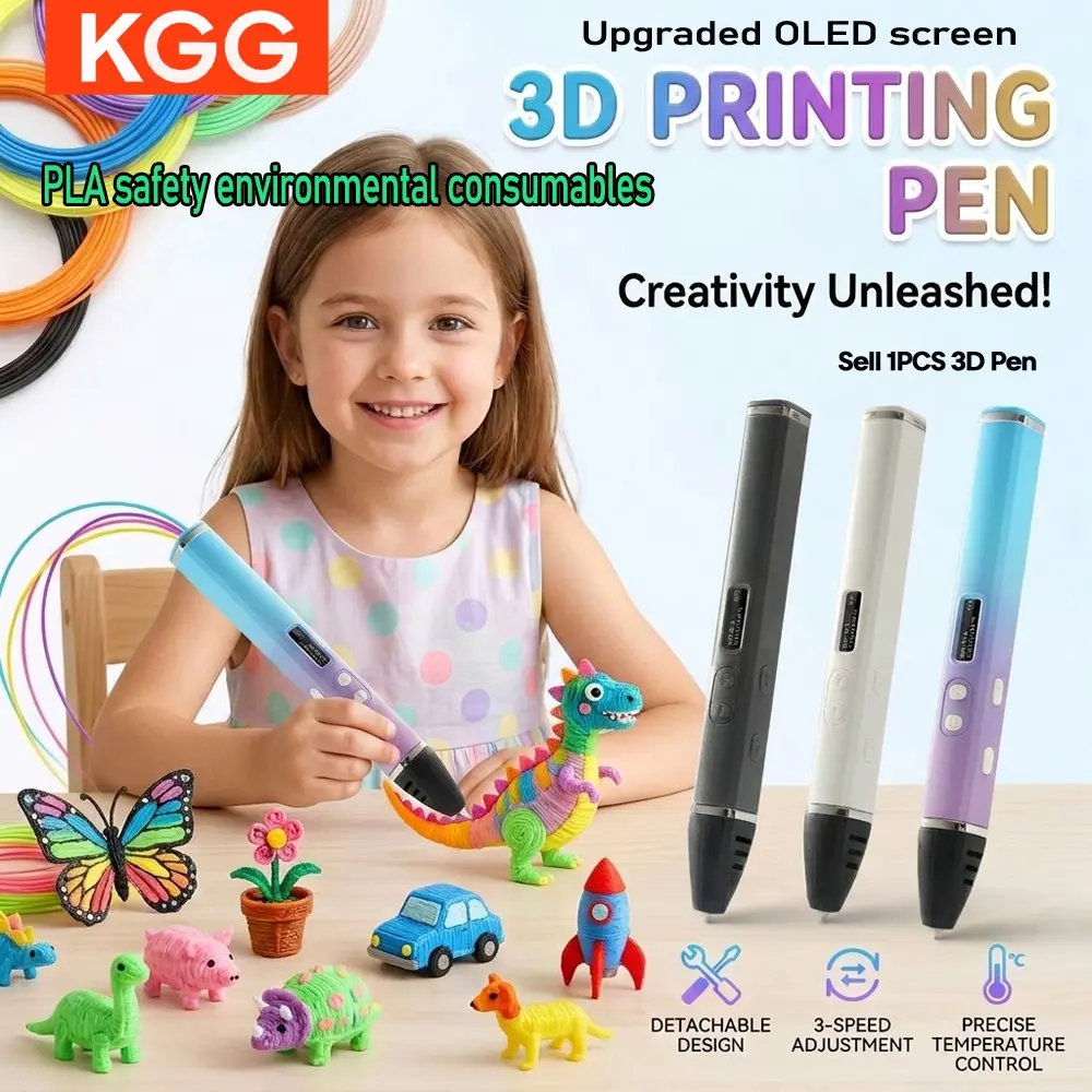 Upgrade OLED Screen 3D Printer Pen, Kids DIY Creative 3D Graffiti Pen, Pla Eco-Friendly Filament, Adjustable Speed, Educational Gift