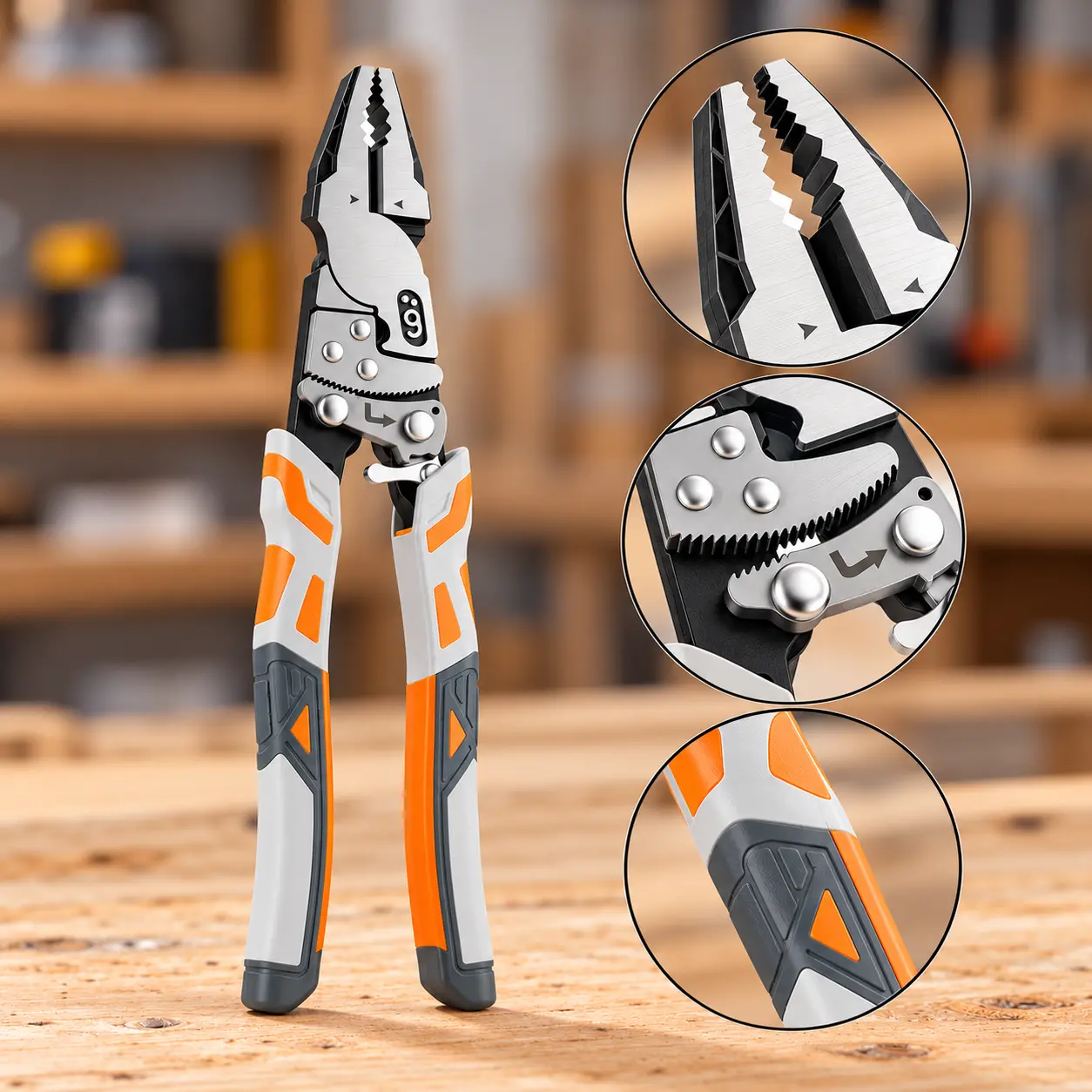 Multifunctional Ratchet Wire Stripper Pliers, Heavy Duty Cable Cutter, Wire Crimping & Twisting Tool, Non-Slip Handle Electrical Repair Hand Tool for Electrician, Home and Workshop