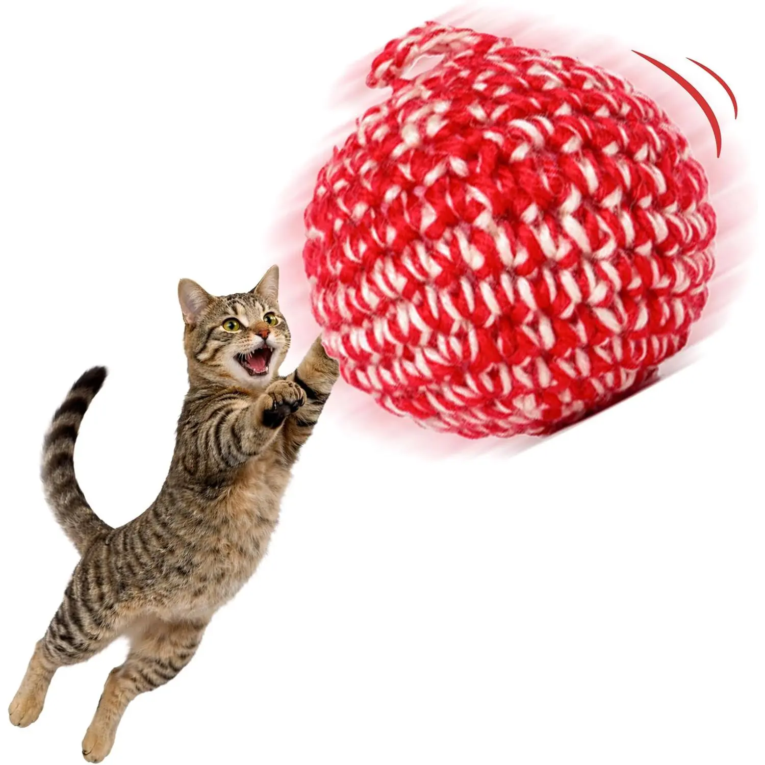 Red Cat Ball, 2.7 inch | W/O Bell Version, Handmade Silvervine with Catnip, Interactive Matatabi Ball, For Indoor Cats & Kittens