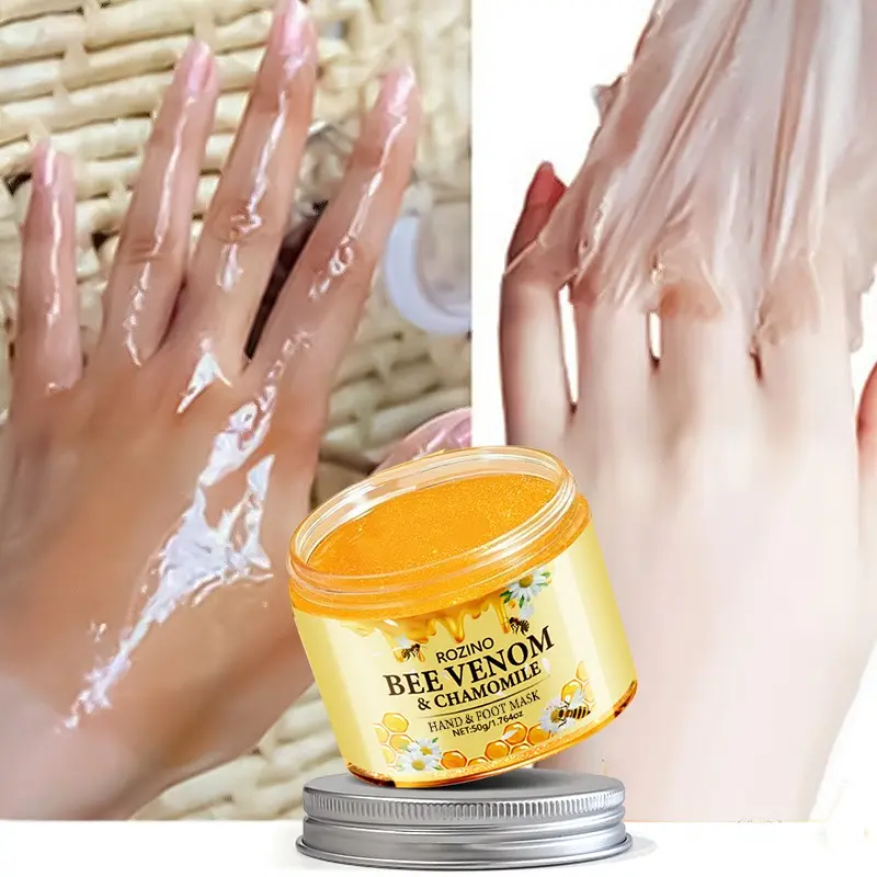 50g Bee Venom Chamomile Hand Foot Repair Mask, Hand Foot Masks, Ideal for Housework and Dry Feet, Use 2-3 Times Weekly, Soften Rough Dead Skin, Foot Mask for Dry Cracked Feet