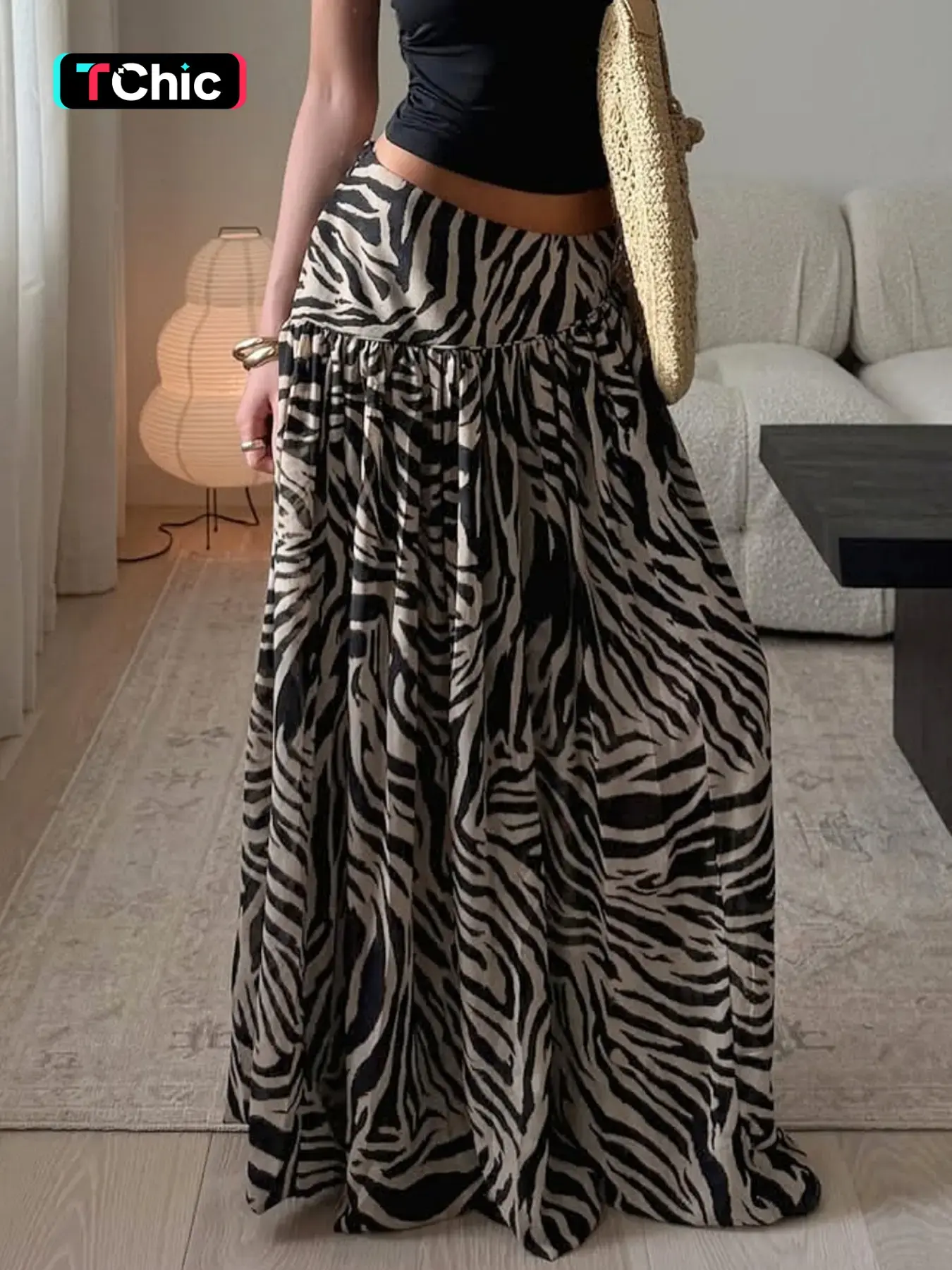 Hawthaw Women's Zebra Stripes Animal Pattern Print Bodycon Long Skirt with Pocket, All Over Printed Pleated Skirts, Party Club Date Holiday Beach Vacation Daily Casual Elegant Y2K A-line Skirt Bottoms For Ladies All Seasons Fashion Chic Clothes Wear