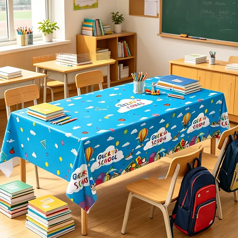 Disposable Tablecloth for Back to School, First Day of School Student Party Decor Table Cover Supplies