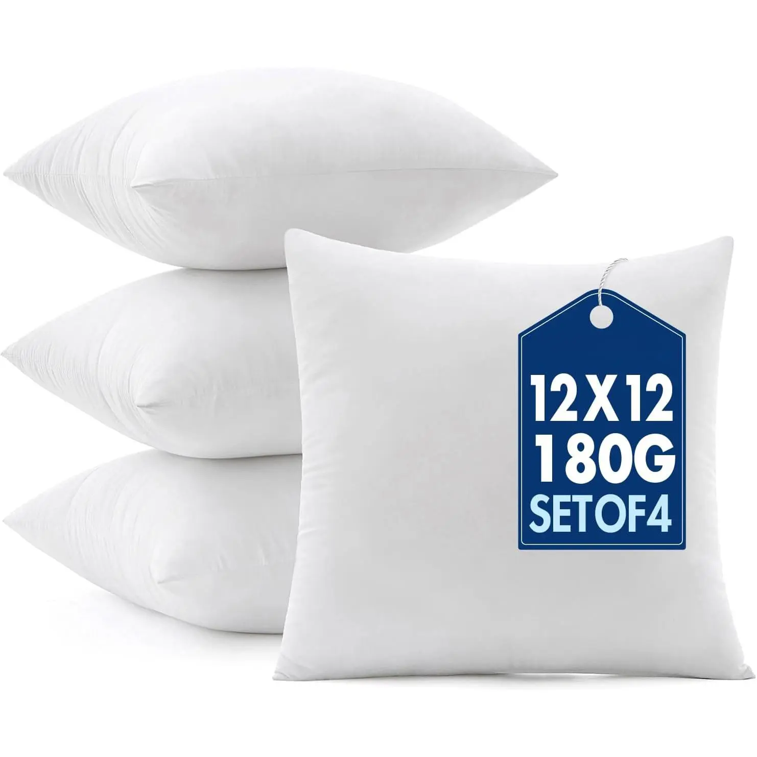 18x18 Pillow Inserts 4 Pack, 100% Virgin Fiber Filling Throw Pillows |   Decorative Pillows for Sofa Bed Couch, Firm and Full Pillows, Excellent Support, Soft Brushed Fabric