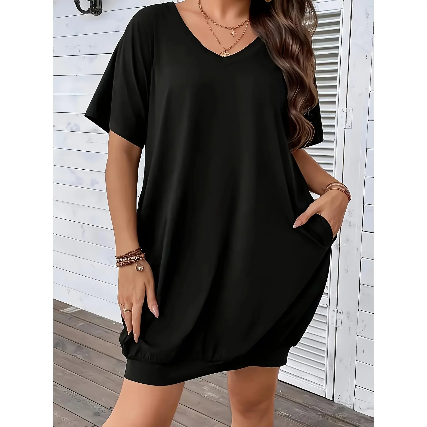 EIEGANT NI Plus size V-neck dress Casual Womenswear Summer Casual Wear