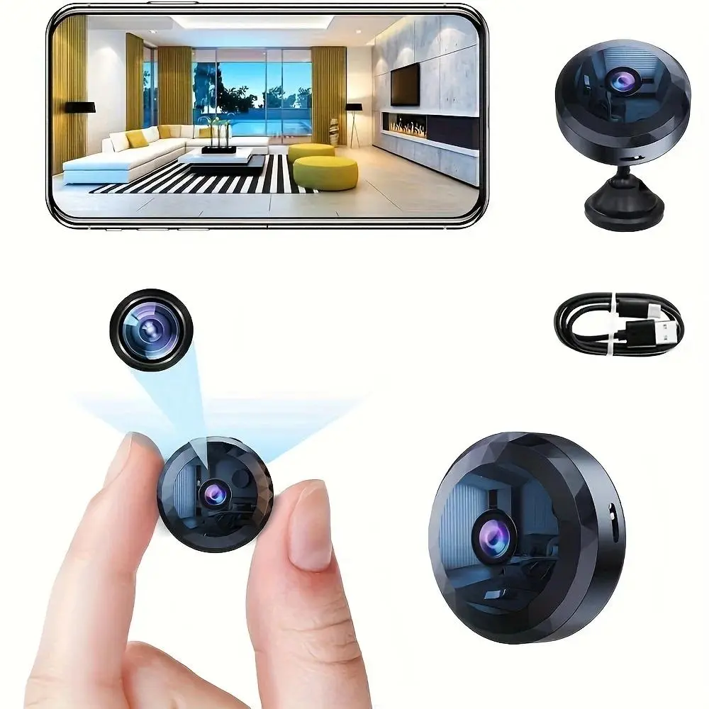 Wireless Mini Wi-Fi Home Security Camera, Portable Rechargeable Battery Model with Night Vision, Motion Sensor, Micro SD Compatibility, Easy Mounting & App Control