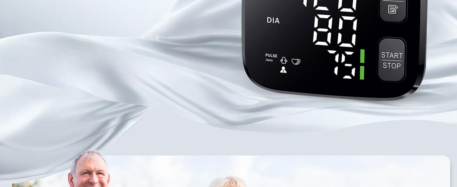 Blood Pressure Monitor LED Backlit Display Automatic Wrist Cuff Blood Pressure Monitors for Home Use 120x2 Reading Memory with Carrying Case, Black