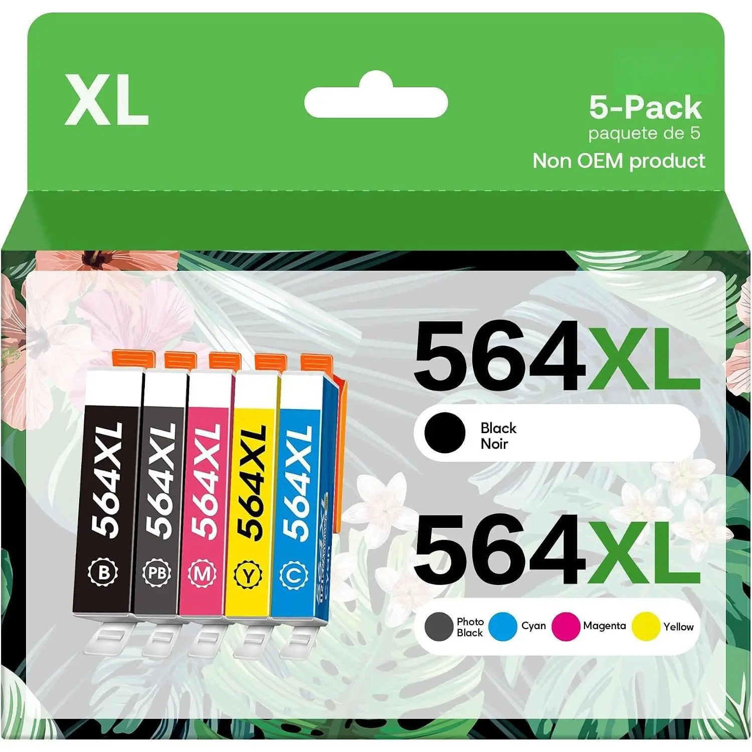 564XL 564 Compatible Ink   for 564XL Ink Cartridges for  Printers Photosmart 7520 6525 6520 3520 5520 DeskJet 3520 3522(Black, Cyan, Magenta, Yellow, Photo Black, 5-Pack)