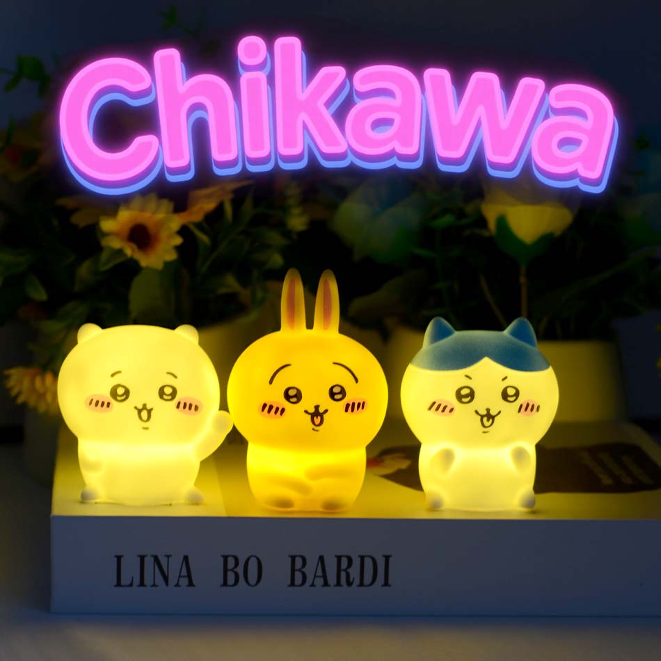 Cute Chikawa Kawaii Bedroom Desktop Decoration Hachiware Usagi Cartoon Vinyl Doll Night Light Luminous Toy Surprise Girl Gifts