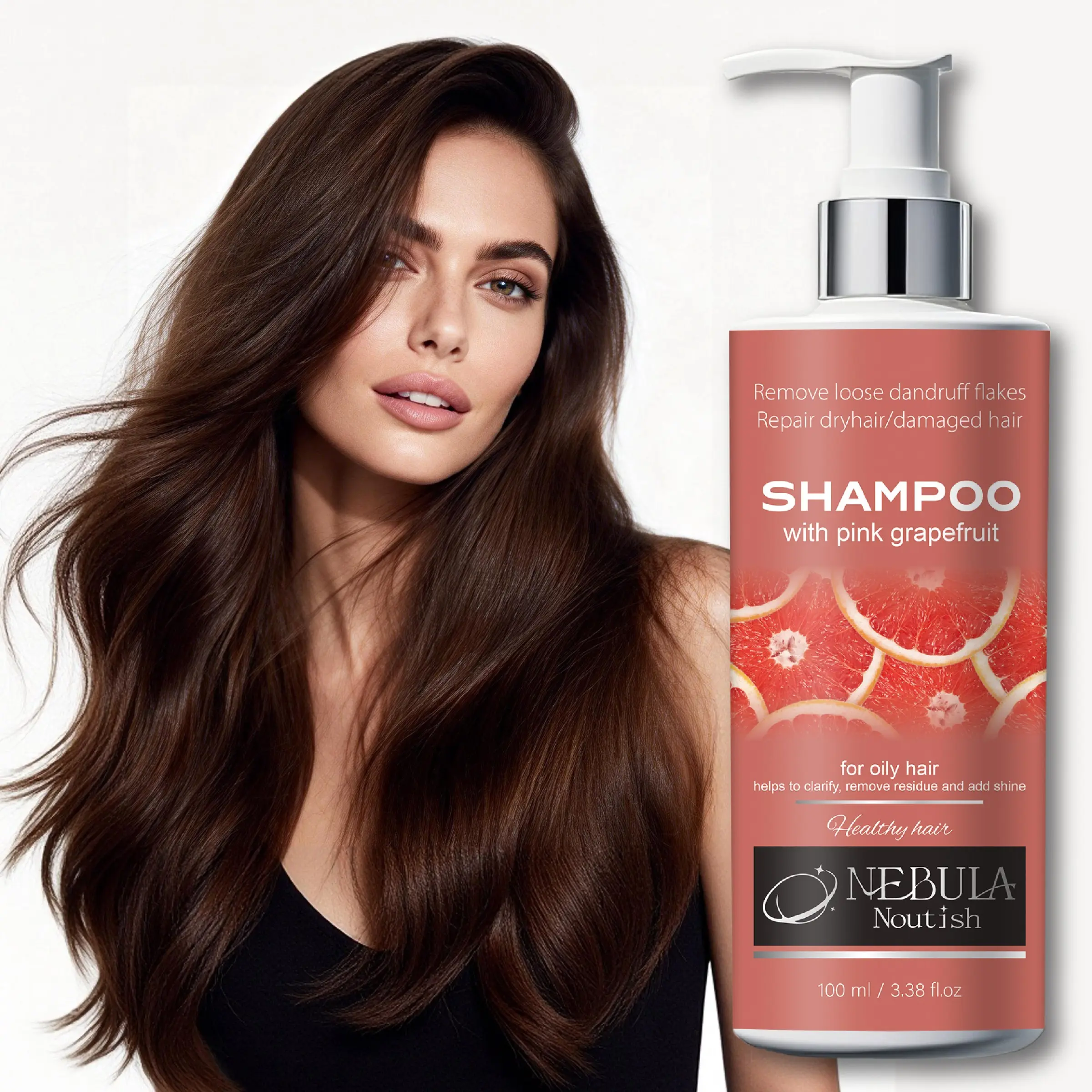 100ML Grapefruit Shampoo, Deep Oil Control, Fresh Grapefruit Scent, Suitable for Oily Scalp, Soft Hair, Gentle Cleansing, No Tightness